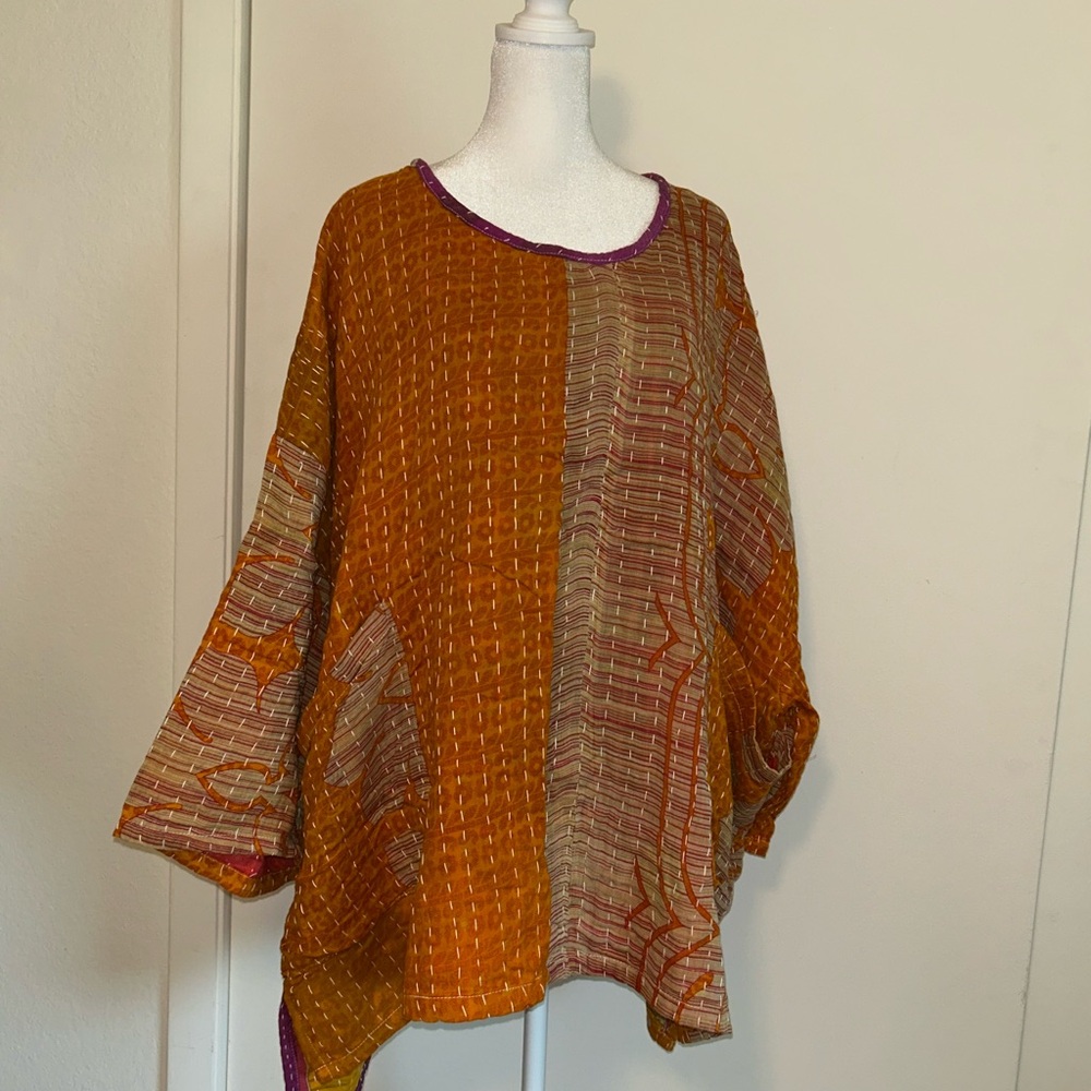 KANTHA From Fashioniva Tunic in Orange and Purple